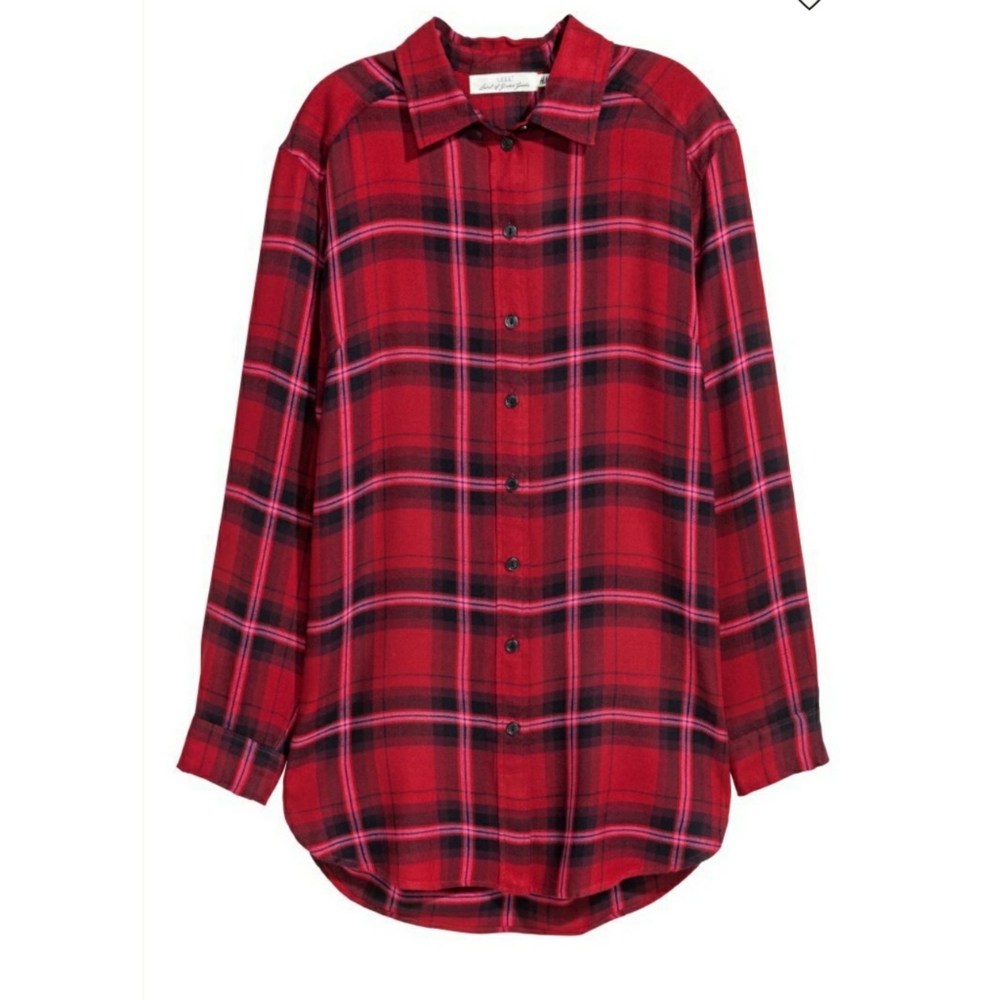 H&M Flannel red long shirt